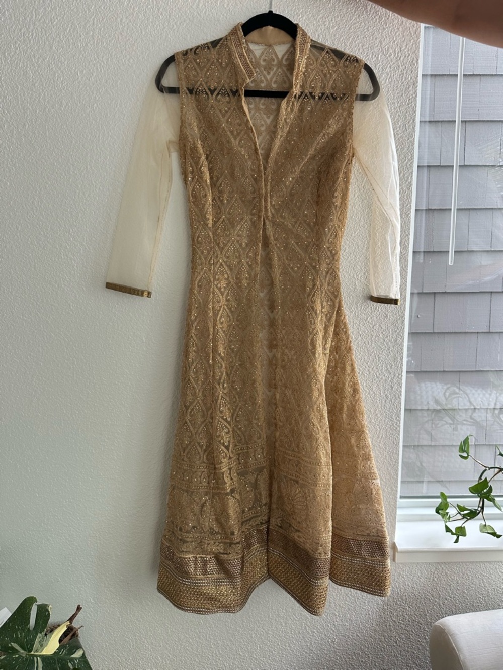 Gold Indian Pakistani Bridal Palazzo Lehenga Dress